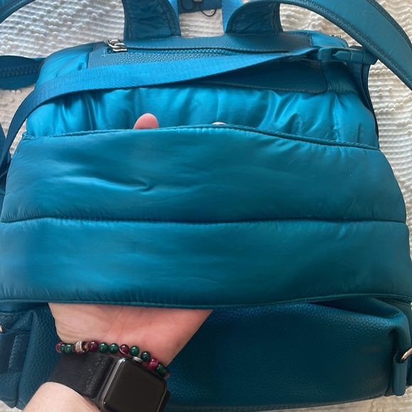 Laundry By Shelli Segal Real Puffer Backpack And Waist Belt Fanny Pack Teal Blue - Picture 9 of 9